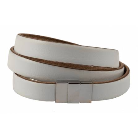Bracelet cuir plat triple blanc