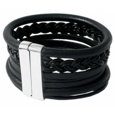 bracelet-de-force barbati piele Gladiateur  negru