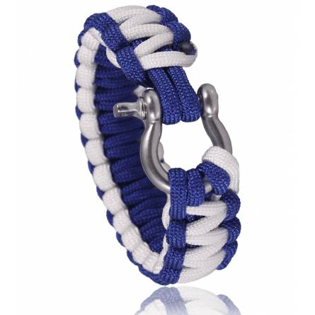 Bracelet de survie bicolore bleu blanc Chaï