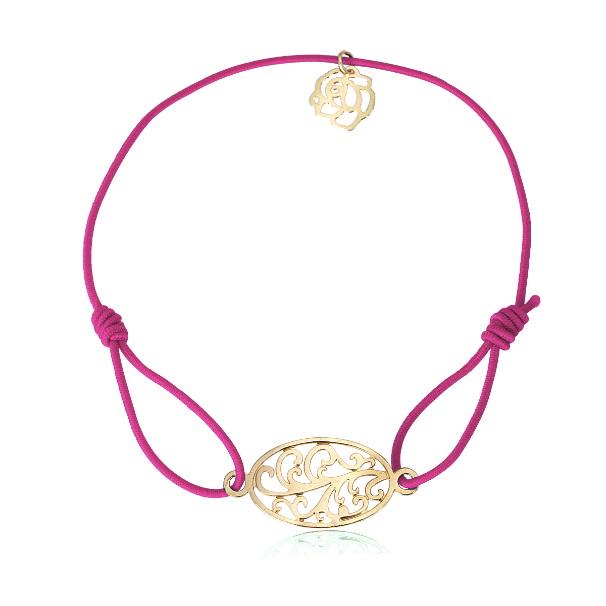Bracelet Dentelle Femme Floralys Élastique & Métal Doré Rose