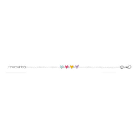 Bracelet enfant argent Tadros coeur multicouleur