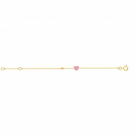 Bracelet enfant or Amorosa coeur rose