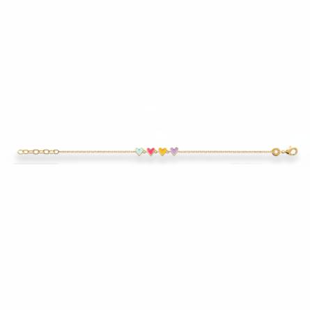Bracelet enfant plaqué or Sandria coeur multicouleur