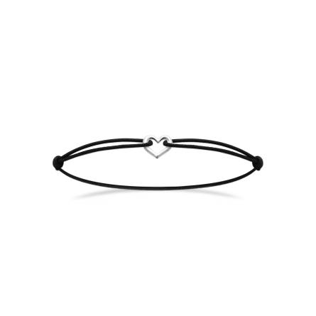 Bracelet femme argent Assange coeur noir