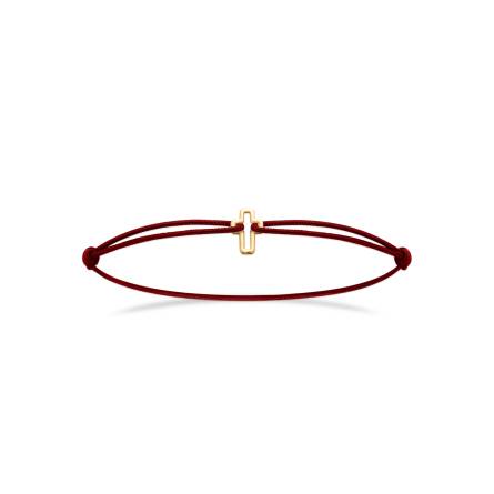 Bracelet femme plaqué or Houyeme croix rouge