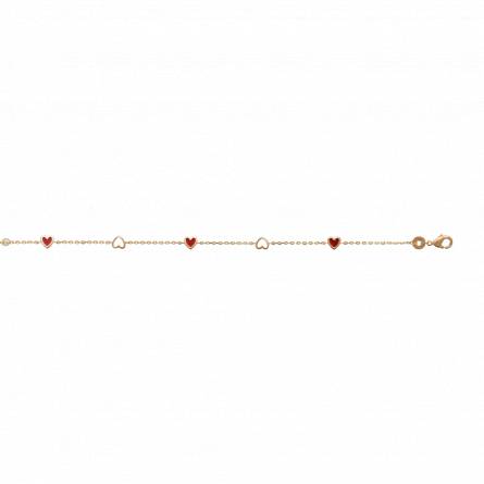 Bracelet femme plaqué or Owena coeur rouge