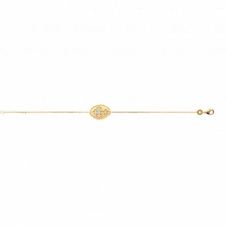 Bracelet femme plaqué or Ozria croix