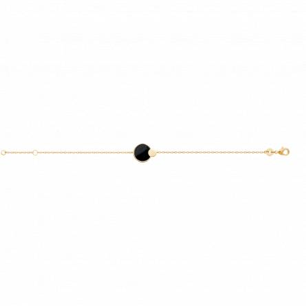 Bracelet femme plaqué or Vellia ronde noir