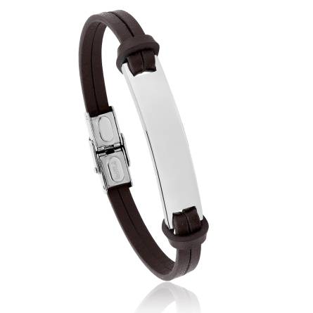 Bracelet homme acier Teeron marron