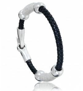 Bracelet homme cuir noir Mancora