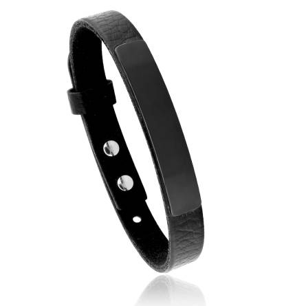 Bracelet homme simili cuir Abron noir