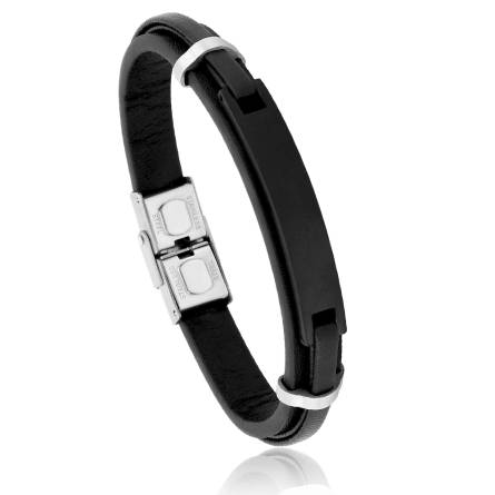 Bracelet homme simili cuir Ivio noir