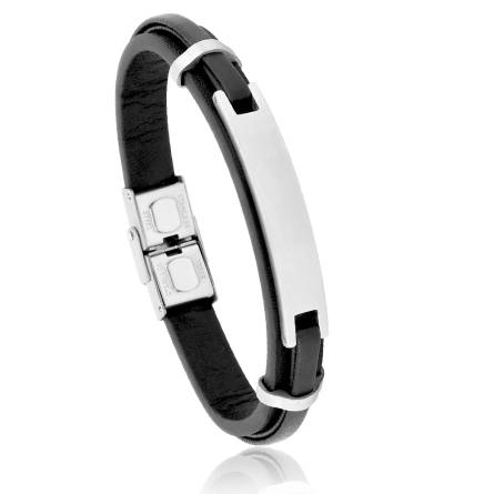 Bracelet homme simili cuir Refael noir