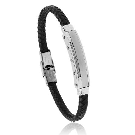 Bracelet homme simili cuir Stano noir