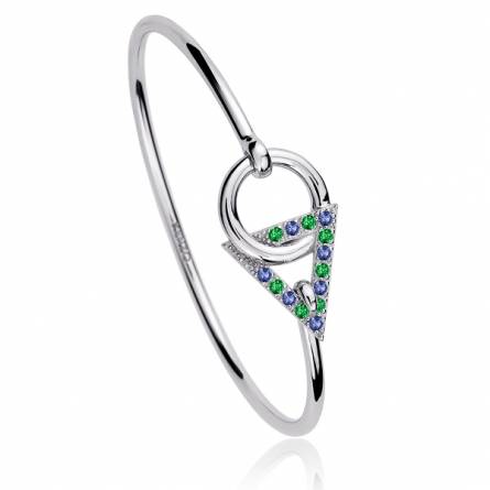 Bracelet Kenzo Ligne Sand Symbol Argent Rhodié Bleu vert