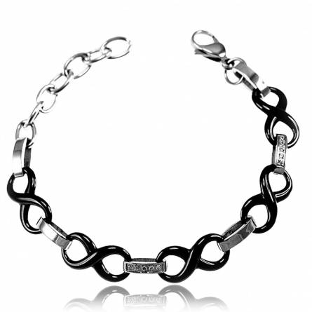 Bracelet noeuds infini céramique noir