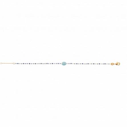Bracelet plaqué or amazonite bleue