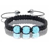 Bracelet Shamballa 3 boules bleu ciel Pat