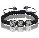 Bracelet Shamballa 3 boules couleur cristal