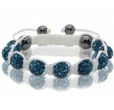 Bracelet Shamballa blanc 9 boules bleu turquoise