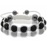 Bracelet Shamballa blanc 9 boules couleur noir
