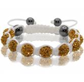 Bracelet Shamballa blanc 9 boules couleur or