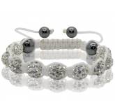 Bracelet Shamballa blanc 9 boules cristal
