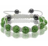 Bracelet Shamballa blanc 9 boules vertes Patrick
