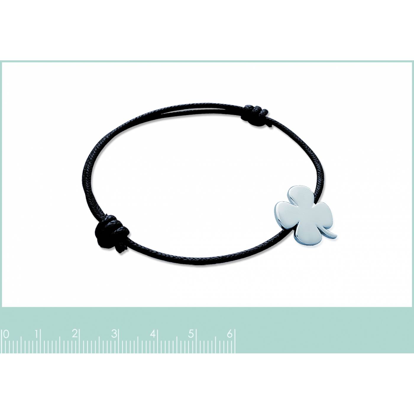 Bracelet trèfle Femme Tréfle Acceuillant Argent Noir - Bijoux en Vogue