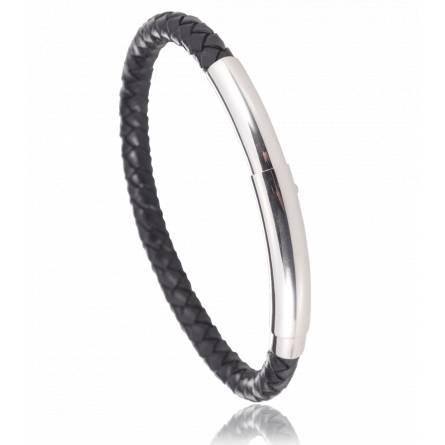 Bracelete masculino couro Prato preto