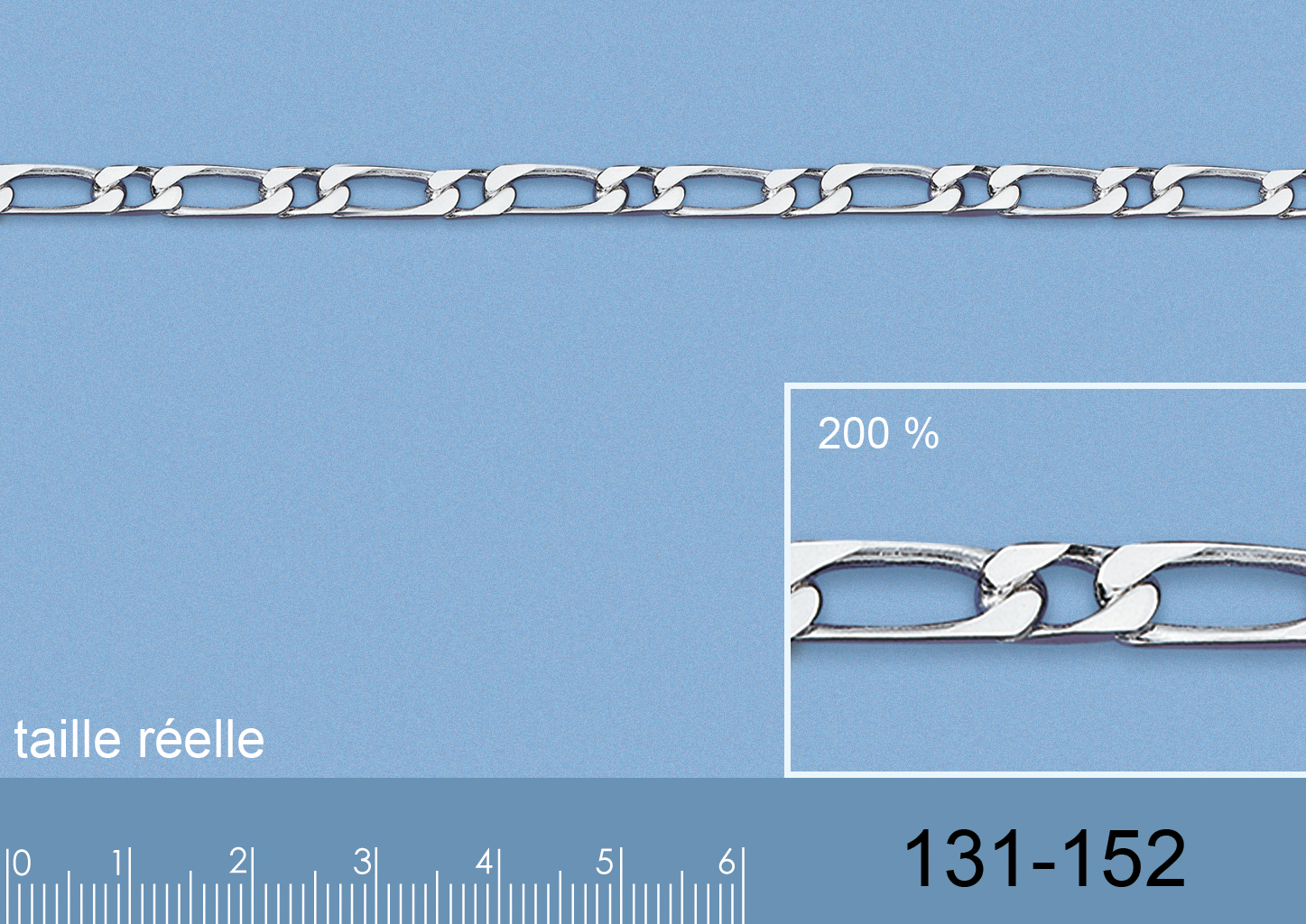 Chaine argent maille figaro 1-2 largeur 2,3mm