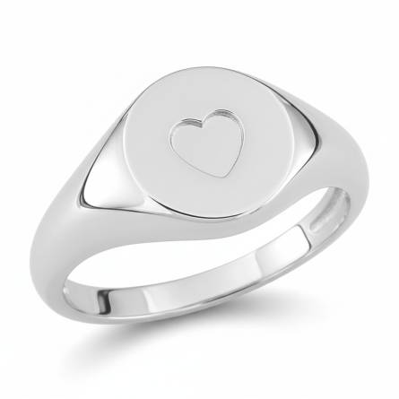 Chevalière femme argent Aquena coeur