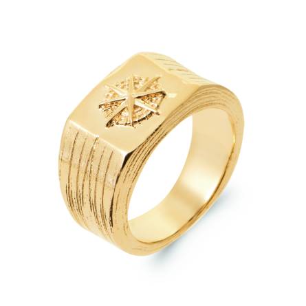 Chevalière femme plaqué or Trian rectangle