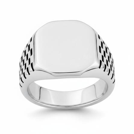 Chevalière homme acier Albi carrée