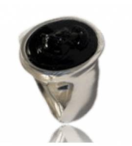 Chevalière homme argent Abner noir