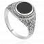 Chevalière homme argent Creswy noir mini