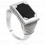 Chevalière homme argent Elhai noir mini