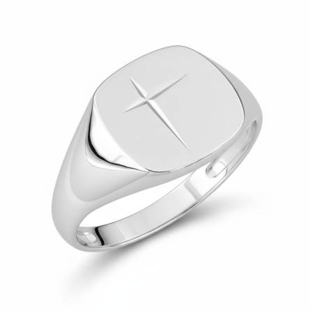 Chevalière homme argent Hudon croix