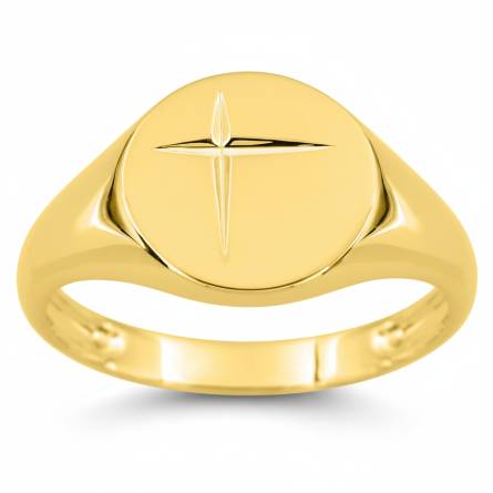 Chevalière homme plaqué or Uima croix