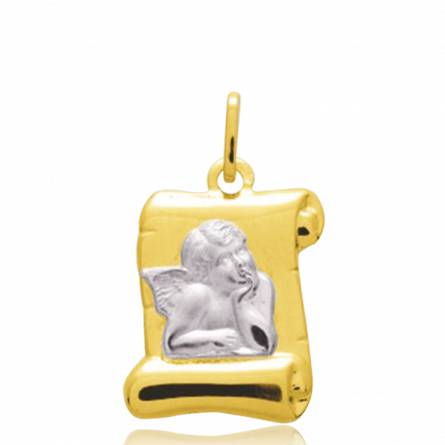 Children gold  Ange Raphaël parchemin scroll pendant