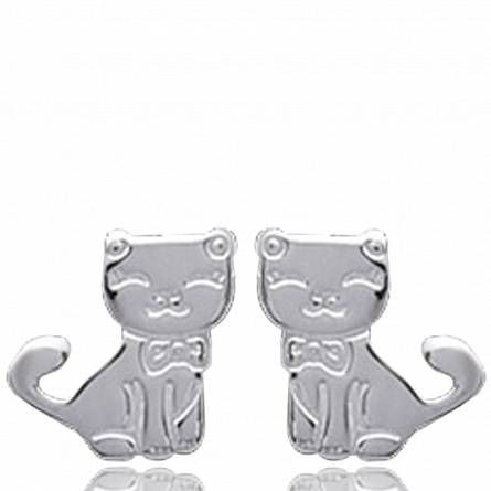 Children silver Chat malice earring