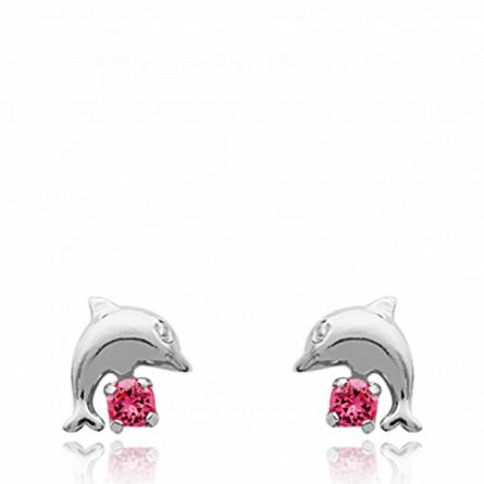 Children silver Dauphin celeste 2 pink earring