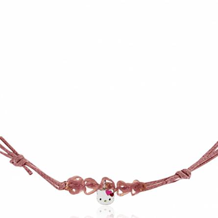 Children silver Naoïle hearts pink necklace