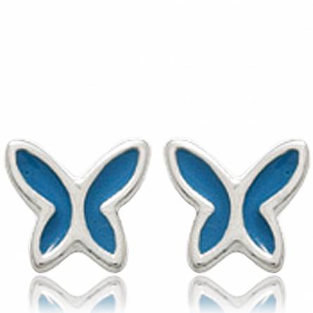 Children silver Papillons de nuit blue earring