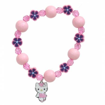 Children wood Fantasy Heart pink bracelet