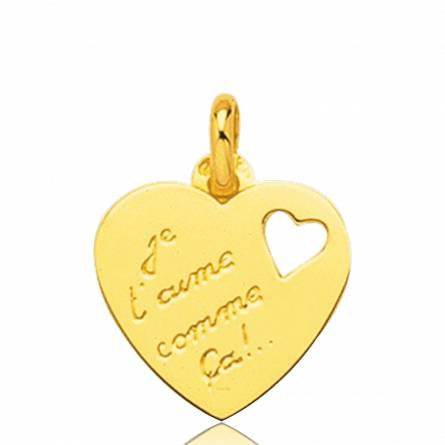 Ciondolo donna oro Je T'aime Comme ca cuore giallo