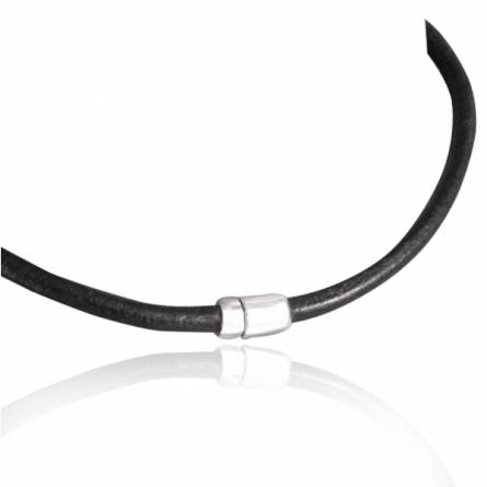 Colar masculino couro Biker preto