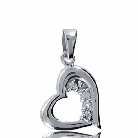 Colgante mujer plata Croissant corazón