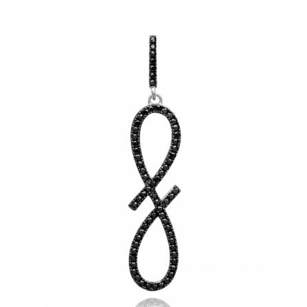 Colgante mujer plata Infini infini negro