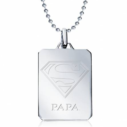Colier barbati argint Super Papa Superman dreptunghi